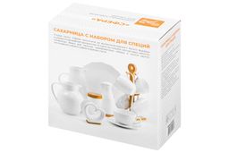 Набор - сахарница 440 мл 16*17*8,5 см Сфера с ложкой + солонка + перечница на дер. подст. - Elan gallery фото 5