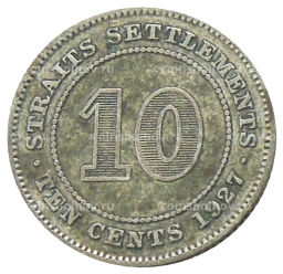 10 центов 1927 года Стрейтс Сетлментс