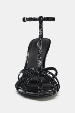 TEXTURED HEELED STRAPPY SANDALS