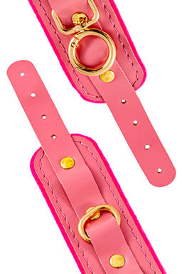 Оковы Pecado BDSM, МИНИ двуслойный, оригинальная сцепка, натуральная кожа, розовый