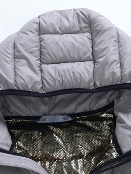 Куртка женская гибридная стёганая с капюшоном с графеновой подкладкой серого цвета 9630_1Sr