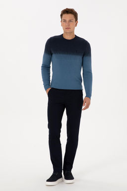 Erkek Regular Fit Bisiklet Yaka Lacivert Kazak