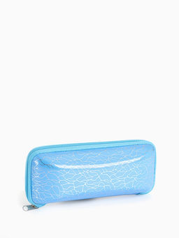 Футляр для очков на молнии, с серебристым принтом, размер 16×6×7 см, голубой