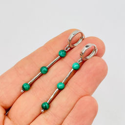 Серьги длинные из Малахита