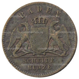 Монета 1 крейцер 1860 года Германские государства Баден