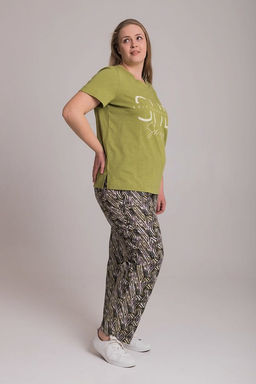 Костюм футболка и брюки М326015Пфч фисташковый/черный - Елена фото 4