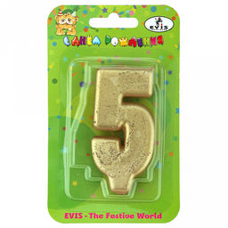 Свеча для торта "День рождения-7" 4х1,4х7,5см, парафин, "Цифра 5" (Россия)