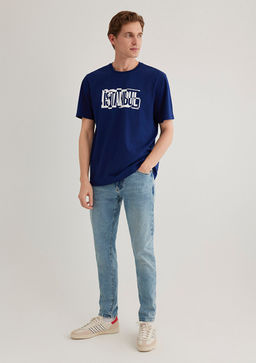 ?stanbul Bask?l? Lacivert Ti??rt - Mavi фото 2