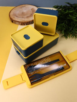 Набор ланчбоксов в термосумке "Big lunch", синий, 2 яруса, 4 отделения (1400 мл)