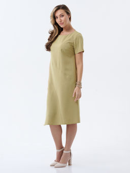 Платье с ассиметричной линией низа оливковое