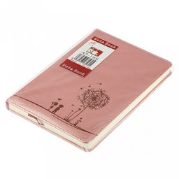 Ежедневник недатированный 14,2х21см "Одуванчик" 112 листов, в линейку, сшитый внутренний блок, с закладкой, обложка кожзам, отделочная строчка, тиснение золотом, цвет розовый перламутр (Китай)