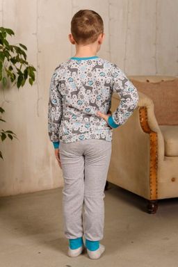 Пижама детская из джемпера и брюк из кулирки Олененок голубой - Амадэль фото 2