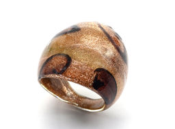 Перстень из муранского стекла модель 3 цв.золотисто-сиреневый