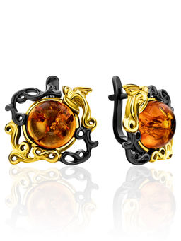 Ажурные серьги из натурального янтаря Лиора