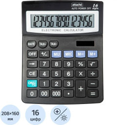 Калькулятор настольный ПОЛНОР Attache ATC-222-16F 16ти разр чер 208x160x48