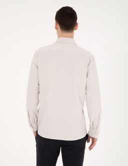 Bej Slim Fit Uzun Kollu G_mlek