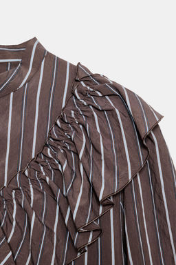 CAMISA RAYAS VOLANTES / Marr?n-Azul - Zara фото 9