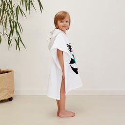 Полотенце - пончо детское махровое «Крошка Я. Панда», 60×120 см, хлопок 100%, белое