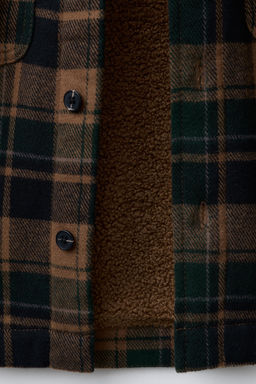 CHECK OVERSHIRT WITH DETACHABLE HOODIE AND FAUX SHEARLING - Zara фото 5