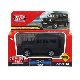 Машина металл UAZ Хантер 10,5 см, (матовый черный) инерц, в коробке