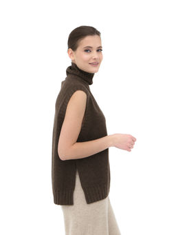 Джемпер из пуха яка 06093 коричневый