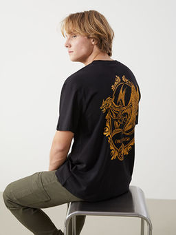 Bisiklet Yaka K?sa Kollu House of the Dragon Bask?l? Erkek Ti??rt