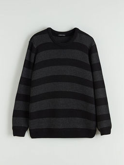 Bisiklet Yaka ?izgili Erkek Triko Kazak