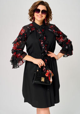 Платье EVA GRANT 7229 черный+принт