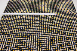 Штапель Витро цв.черный/оранжево-желтый, ш.1.42м, вискоза-100%, 90гр/м.кв - Купава фото 2