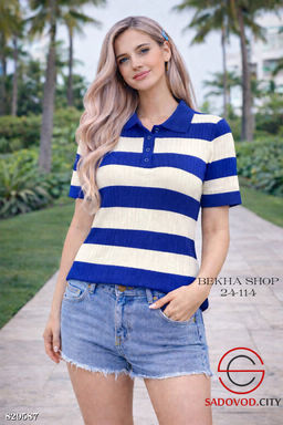 Женская футболка-поло в полоску