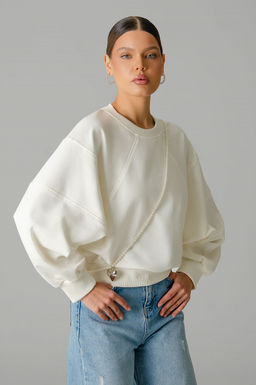 Арт. 15110/3 Свитшот женский укороченный one size (42-50) Цвет:молочный - Калинка фото 17