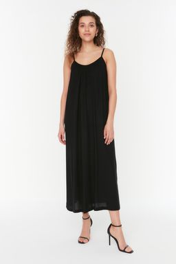 TRENDYOLMILLA Siyah Shift/Duz Kesim Viskon Ask?l? Maxi Dokuma Elbise TWOSS22EL00068  фото 3