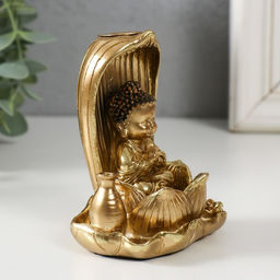 Подставка для благовоний, конусов «Маленький Будда», полистоун, золото, 6.1×7.5×10 см