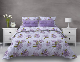 Простыня на резинке 200*200 см, поплин, борт 25 см (Магнолии, лавандовый) - Ивановотекстиль фото 6