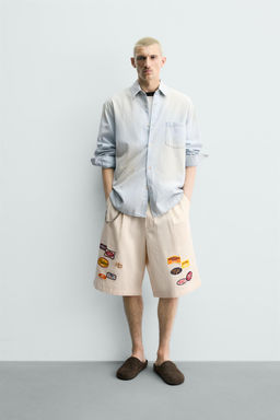 BERMUDA BAGGY FIT PARCHES / Beige