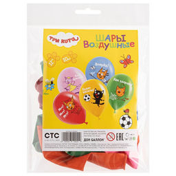 Воздушные шары латексные 12" «Три Кота», 10 шт., МИКС