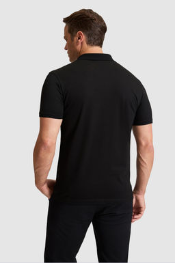 Erkek Siyah Regular Fit Polo Yaka Basic Ti__rt