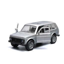 Серебристая инерционная машинка вид А die-cast , 1:32