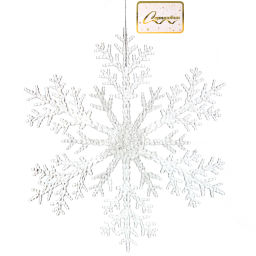 Подвеска новогодняя "Сияющая снежинка" 32 см, Белый
