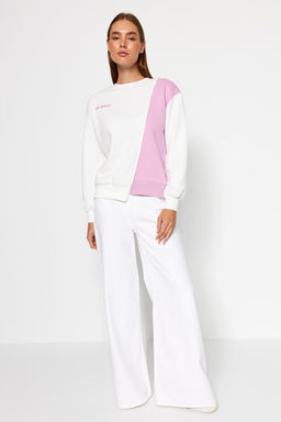 TRENDYOLMILLA Siyah Kal?n Ici Polarl? Bask?l? Relaxed/Rahat Kal?p Bisiklet Yaka Orme Sweatshirt TWOAW21SW0150  фото 3