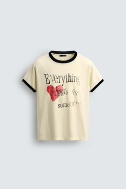 RIB T-SHIRT WITH CONTRAST HEART - Zara фото 7