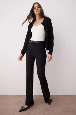 Siyah Kemerli Flare Ispanyol Paca Pantolon TWOAW26PL00034 - Trendyolmilla фото 5