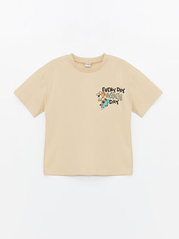 Bisiklet Yaka Bask?l? K?sa Kollu Erkek ?ocuk Ti??rt