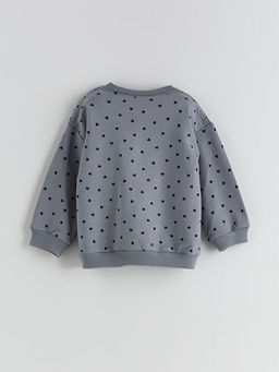 Bisiklet Yaka Bask?l? K?z Bebek Sweatshirt ve Tayt 2li