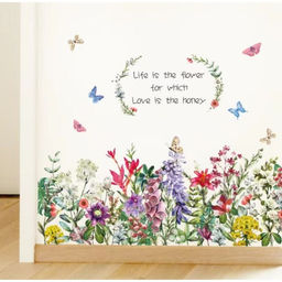 Наклейка пластик интерьерная цветная "Цветочные истории" 60х90 см