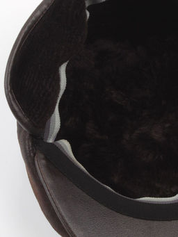 6230 DK. BROWN Кепка хулиганка зимняя мужская (искусственная кожа, искусственный мех)