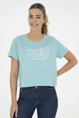 Женская мятная футболка с круглым вырезом - U.s. polo assn фото 3