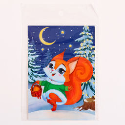 Цена за 2 шт. Аппликация стразами на новый год для детей «Белочка», А6, набор для творчества