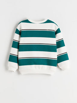 Bisiklet Yaka ?izgili Erkek ?ocuk Sweatshirt