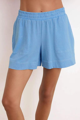 Mavi Wide Leg Eskitme Efektli Normal Bel Boru Paca %100 Pamuk Orme Sort & Bermuda TWOSS26SR00030 - Trendyolmilla фото 3